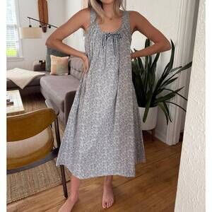 NEW AUREUM luna gingham floral print tank midi dress in blue